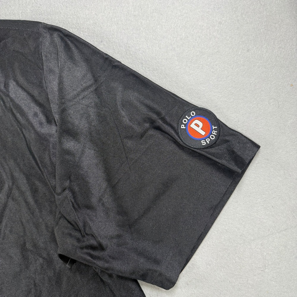 Vintage 90s Polo Sport Ralph Lauren Jersey Men 2XL Black V-Neck Nylon Rare USA - Picture 6 of 9